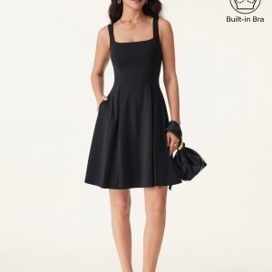 Square Neck Fit-and-flare Mini Bra Dress