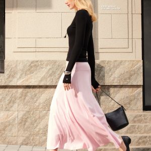 Mid Rise Flare Circle Midi Skirt with Pockets