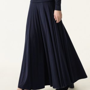 Lyocell Wool Godet Hem Pull-on Maxi Skirt