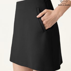 4-Way Stretch Mid Rise A-Line Skort with Pockets