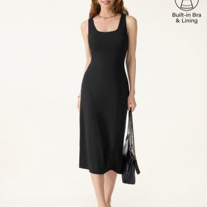 Back Smoothing Bandless Square Neck Midi Bra Dress