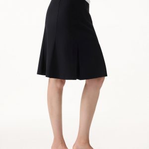 4-Way Stretch Knee Length Pleated Flare Skirt