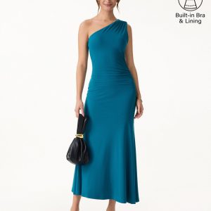 SkinKiss Ruched One Shoulder Maxi Bra Dress