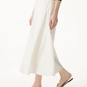 Lyocell-Linen Blend Maxi Flared Pull-On Skirt